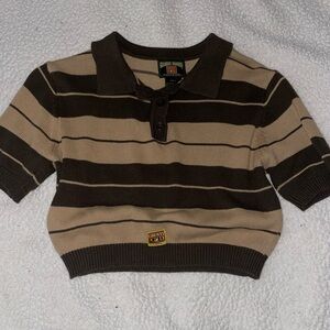 Stylish Brown and Tan Striped Crop Top